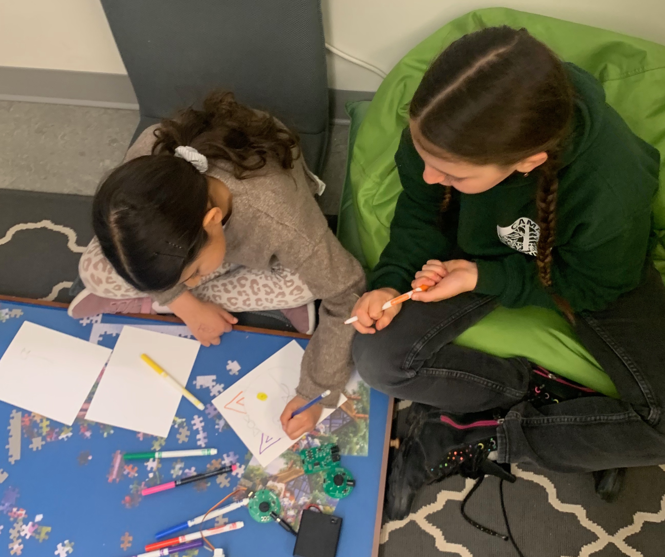 Grade 6 student mentoring a Grade 2 student